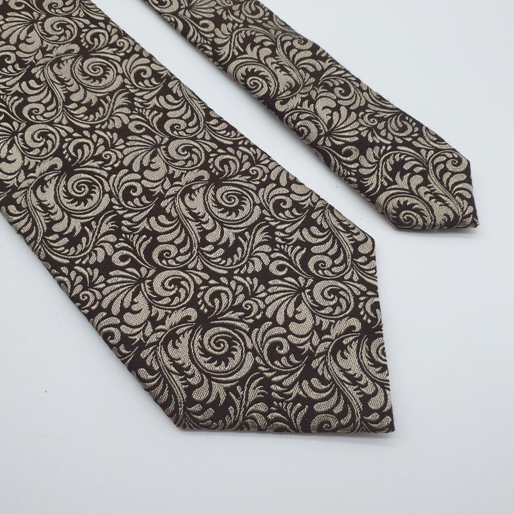 Alvani Mens Necktie Slim Victorian Accessory Office Work Casual Dad Gift Brown - Picture 2 of 5